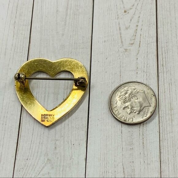 Aksel Holmsen VTG Enameled Heart Brooch - Picture 2 of 3